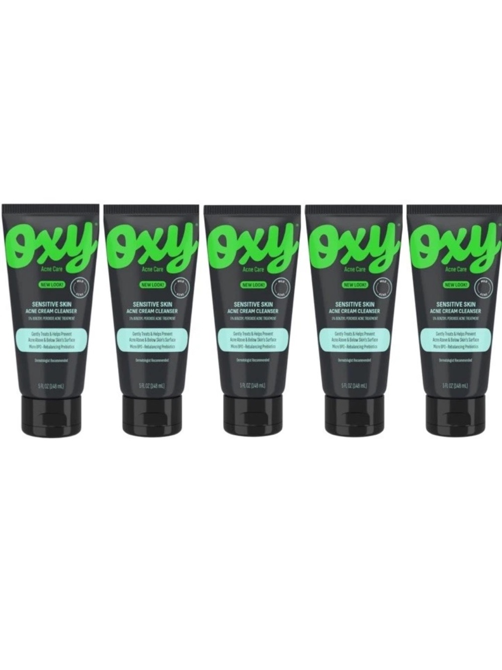 5 Pack - Oxy Acne Care - Sensitive Skin Acne Cream Cleanser, 5 Fl Oz